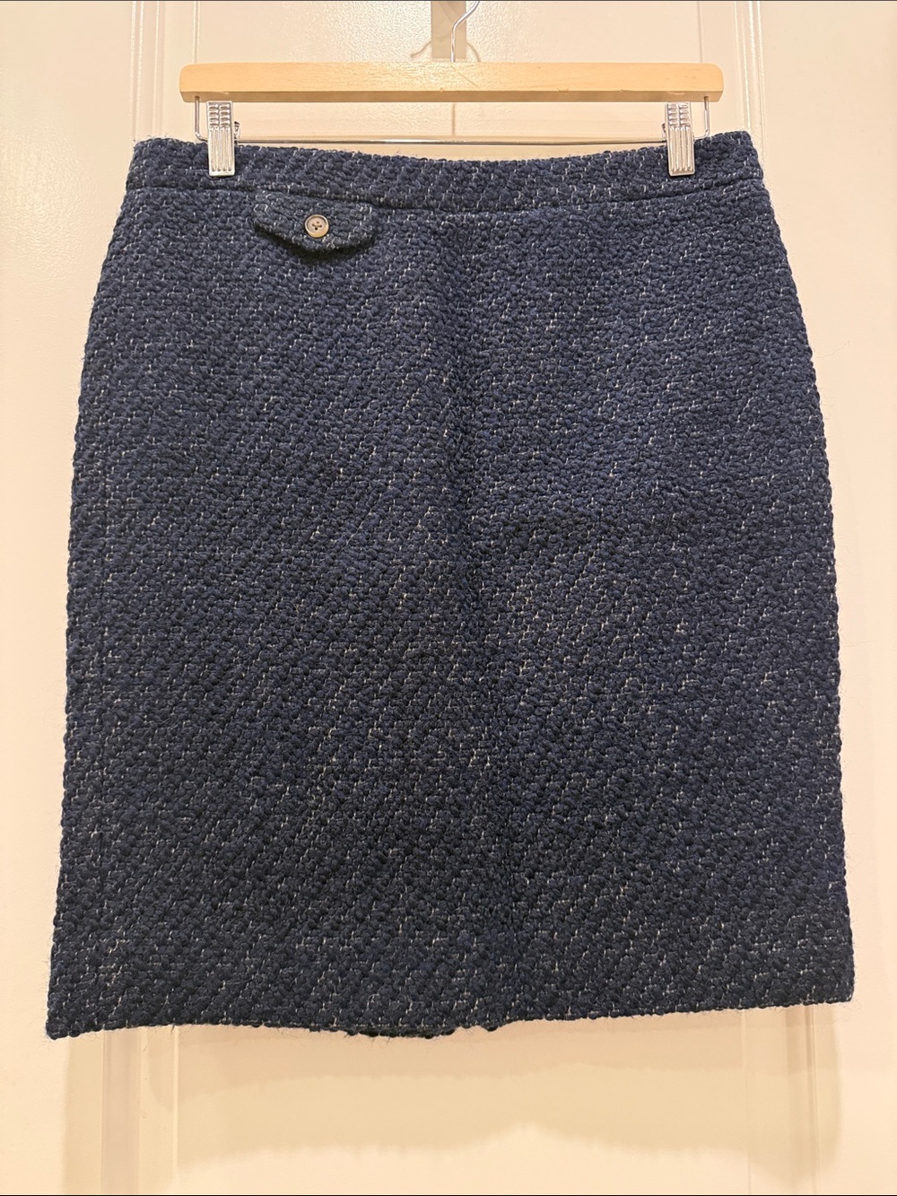 J. Crew Navy Bouclé Pencil Skirt